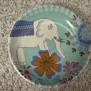 Decorative Elephant Ring Dish in Aqua & Multicolor